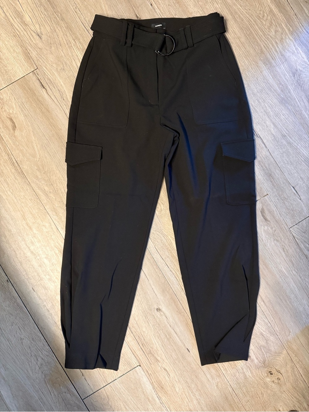 Express Women’s Black Cargo Pants with Ring Belt